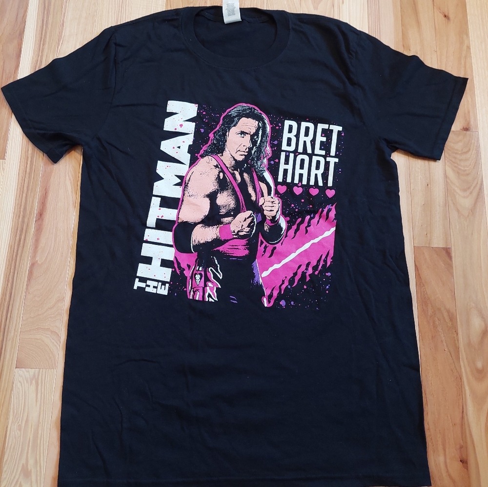 Bret The Hitman Hart Pro Wrestling WWE WWF T-Shirt. Black Men’s Size M